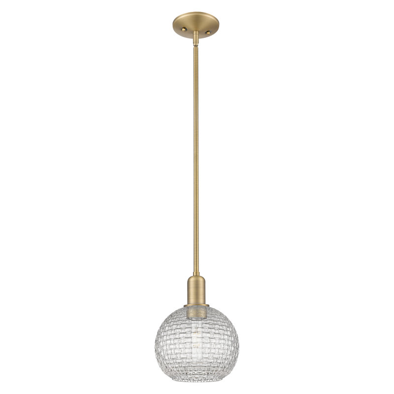 Arcadia - Shackleford - Mini-luminaire suspendu 1 lumière, Laiton brossé, H 7 po x l 8 po x P 8 po