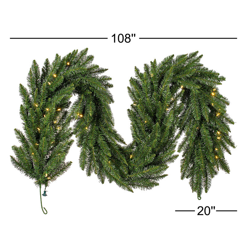 Peabody 108 " Pre-Lit Garland, 20" x 108", Green