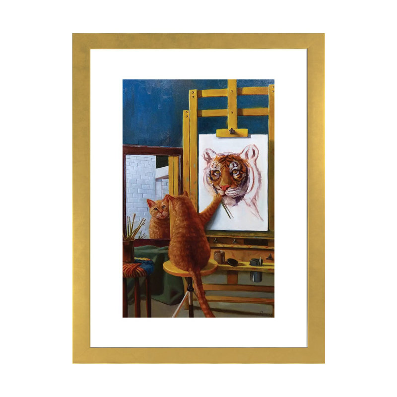 Norman Catwell, art encadré, H 24 po x l 16 po x P 1 po, Papier encadré doré
