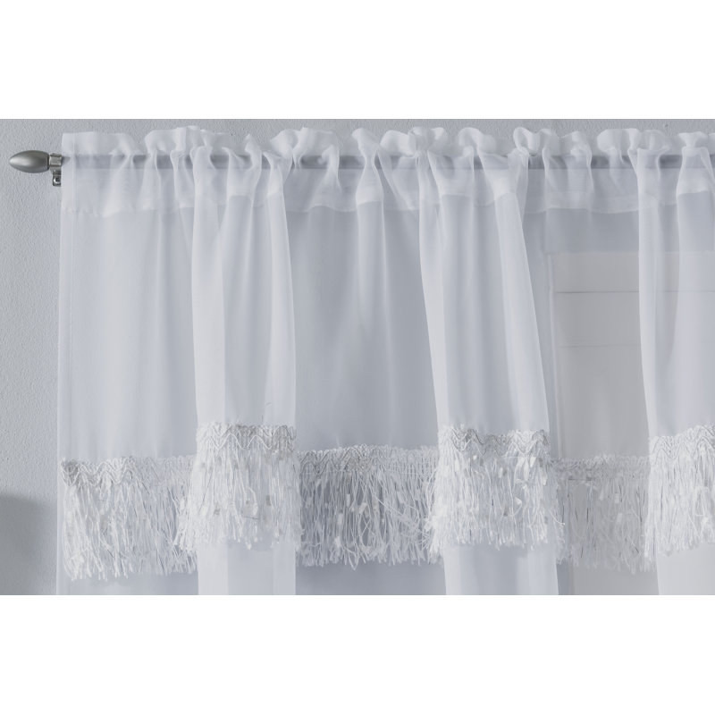 Tang Sheer Curtain Single Panel, White, 140 W x 183 D cm