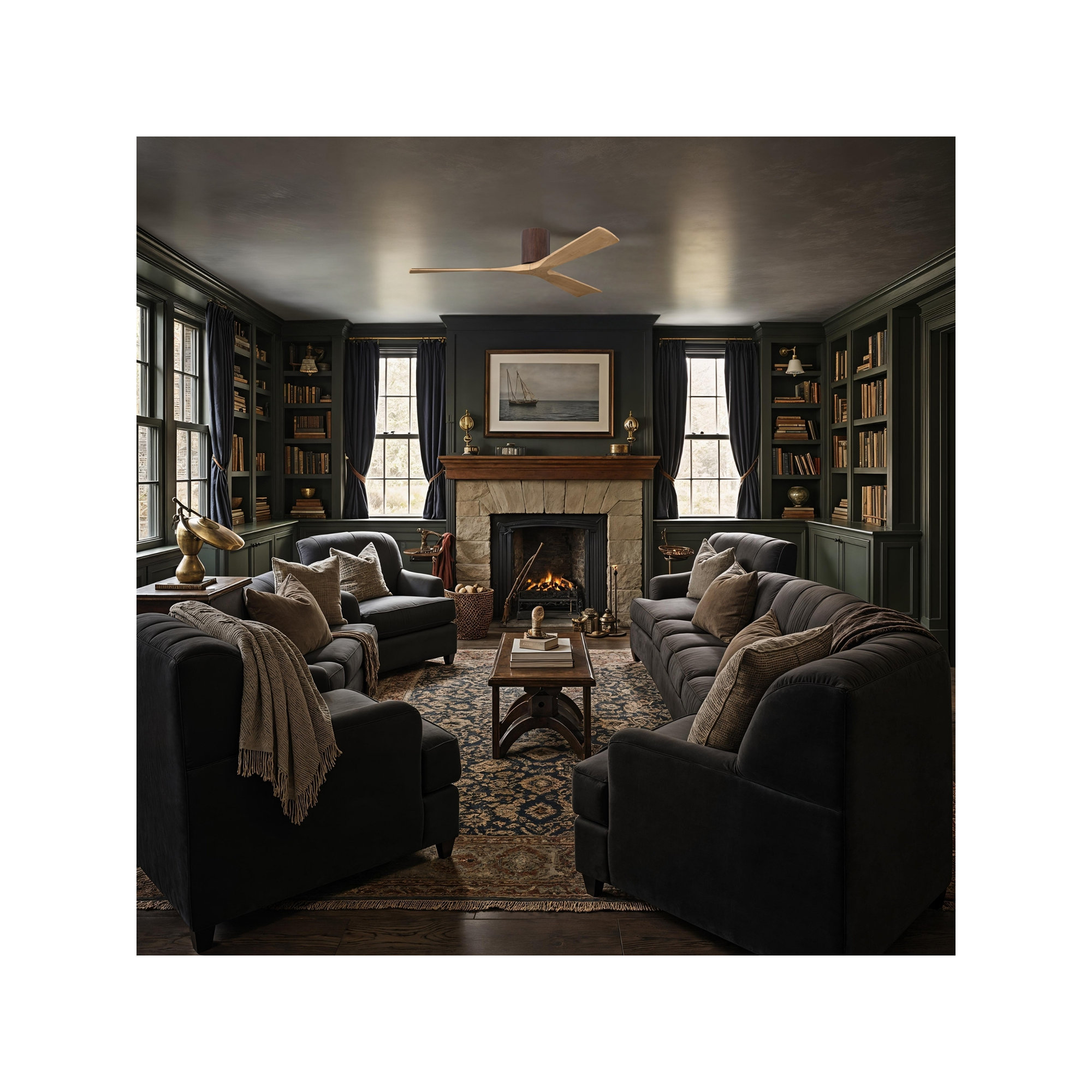 Olivier 3 Blade Ceiling Fan, Light Maple Tone, Walnut, 60"