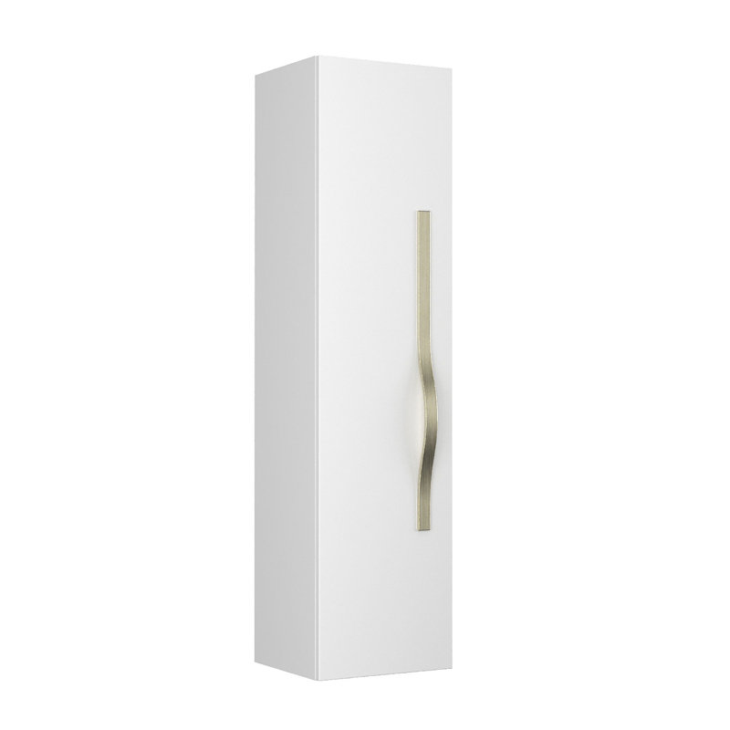 Wall Mounted Bathroom Storage, White Gloss, Brushed Steel