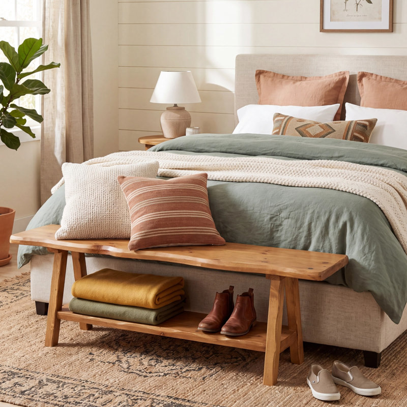 Solid Wood Storage Bench