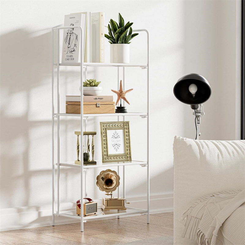 Sylvius Bookcase, (4 Shelves) 53.2" H x 22.4" W x 12.6" D, White