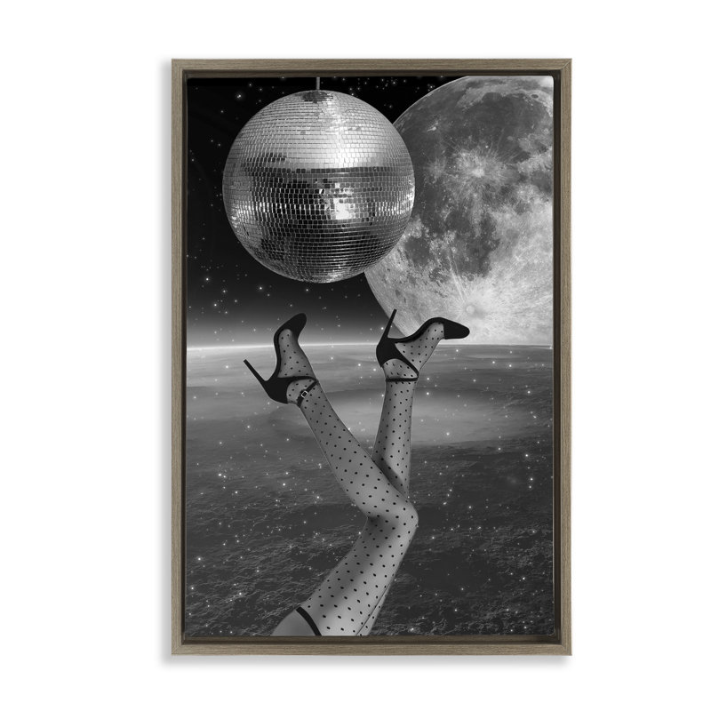 Cadre flottant Hangin 'Over Disco & planète, design par Elo Marc, H 25 po x l 17 po, Cadre flottant orme Montalcino