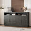 Buffet Veton 60 po à 4 portes avec rangement ouvert et tablettes réglables, console avec armoire-717736381