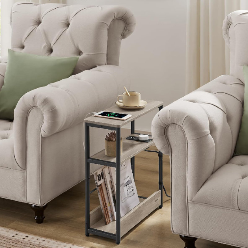 Antioch Floor Shelf End Table, Black, Grey