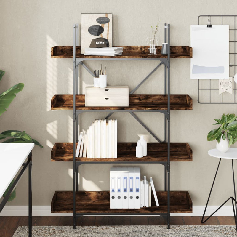 Yasiel Bookcase, (4 Shelves) 57.30” H x 39.40” W x 13”D, Smoked Oak