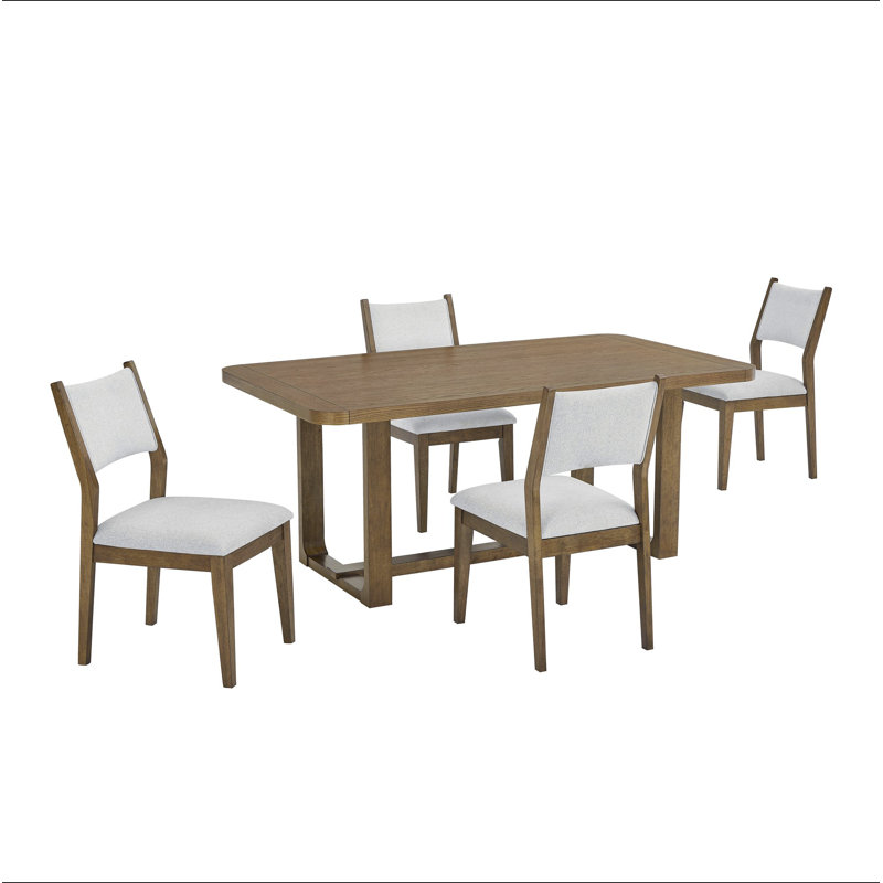 Darla 5Pc 72"W Rectangular Walnut Oak Finish Sled Dining Set, 5
