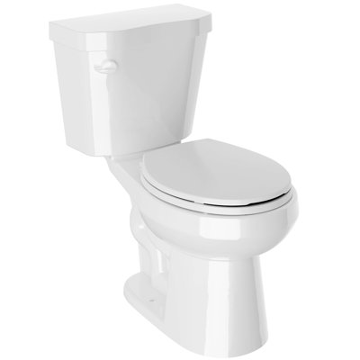 Rev 12 Inch 2-Pieces 1.28 GPF Siphon Round Ceramic Toilet In White Soft Close Seat With ADA Height Included