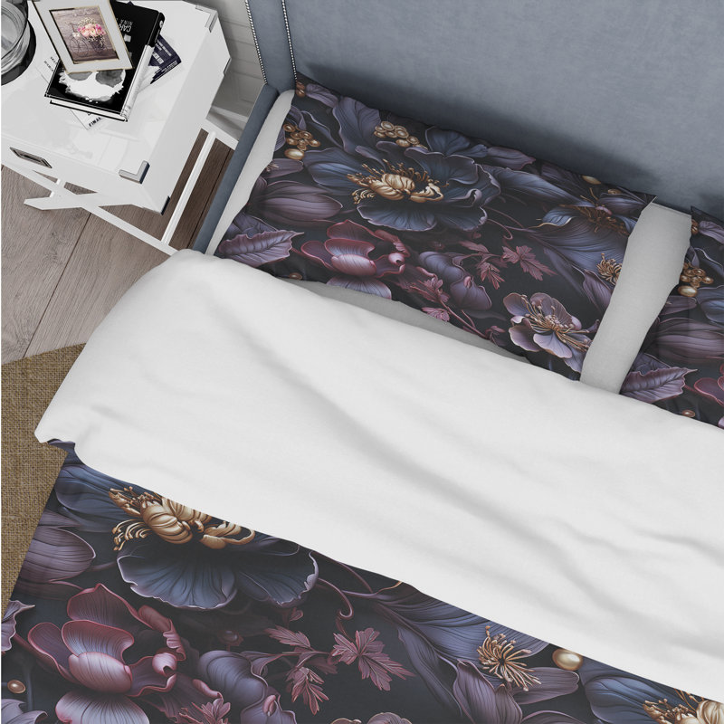 Ensemble de housse de couette à motif floral en microfibre Maithili Mystic Orchids Moody