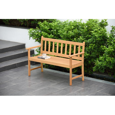 Jade 2 Seater Wooden Garden Bench Teak Finish Outdoor Furniture by Ebern Designs