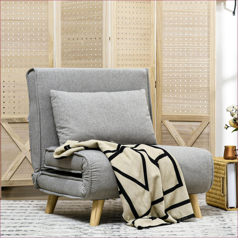 Canapé-lit convertible, chaise-lit réglable 2 en 1 pour salon, chambre à coucher, bureau à domicile | Gris clair | Cadre en métal