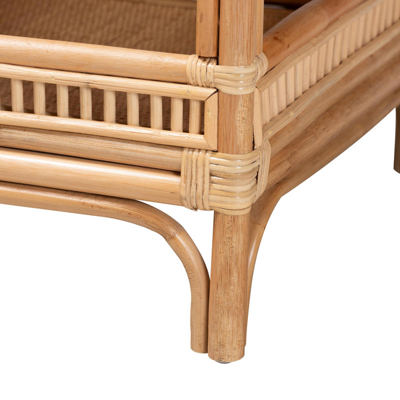 Lombok Natural Rattan Rectangular Coffee Table with Shelf