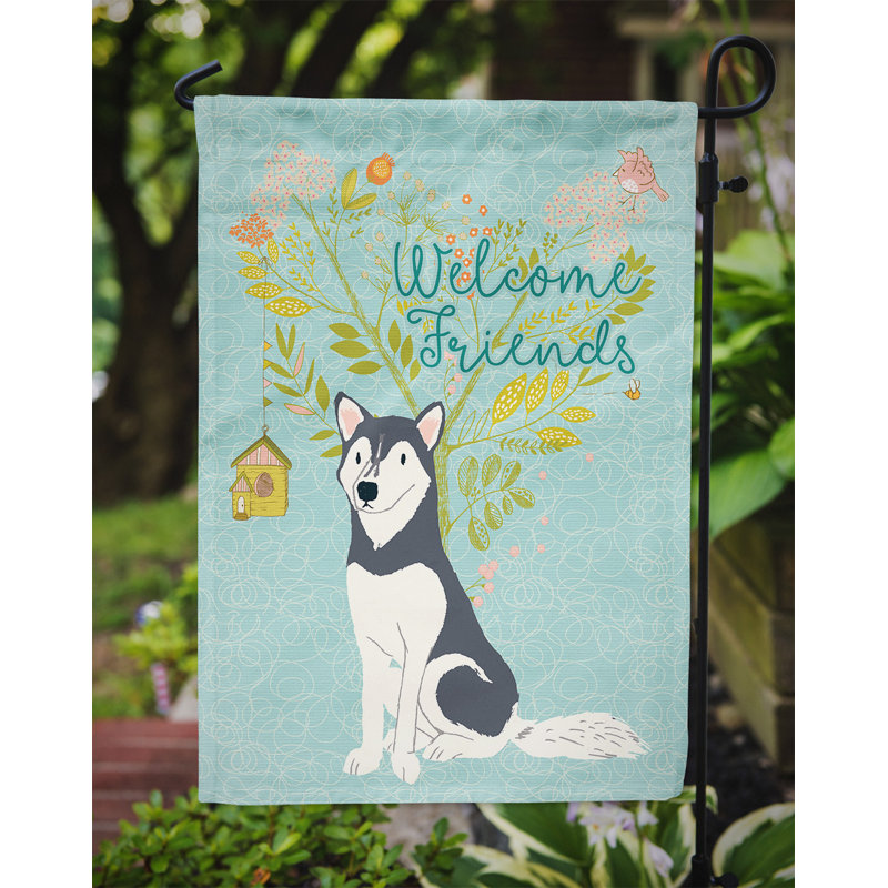 « welcome », un polyester de 2 côtés en polyester de 15 x 11 po drapeau de jardin, Husky sibérien