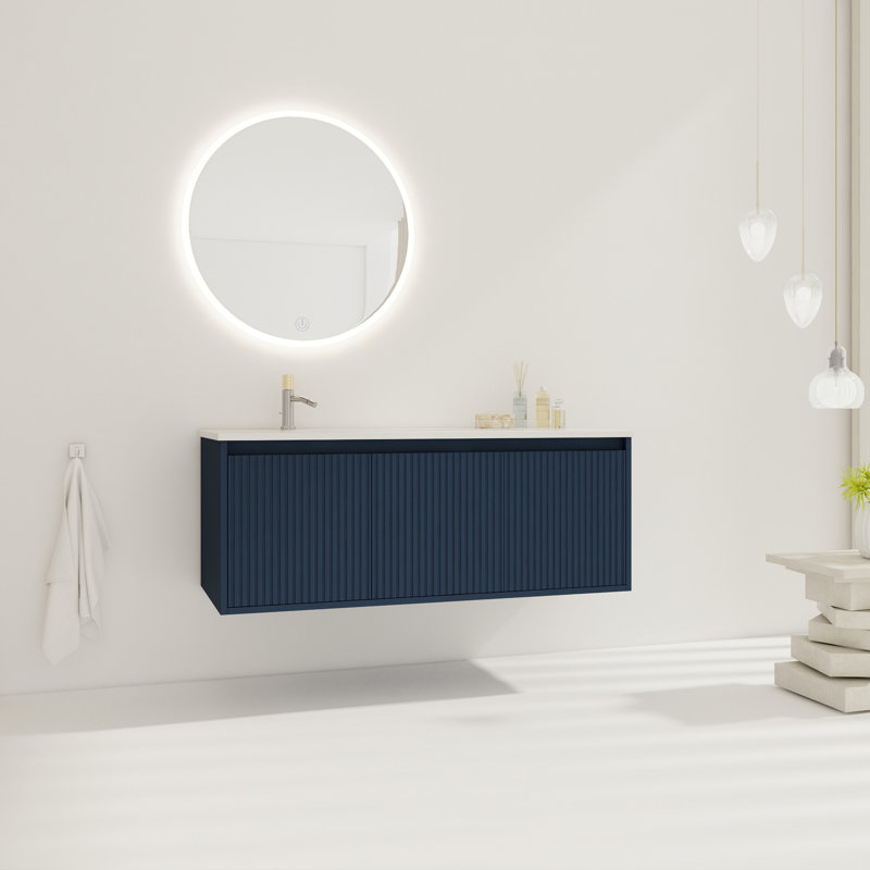 Meuble-lavabo mural simple 47,6 po avec plateau en céramique Kyndi