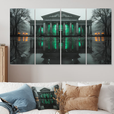 Green Grey Financial Freedom Banks In The Winter - Banks Wall Art Print Set