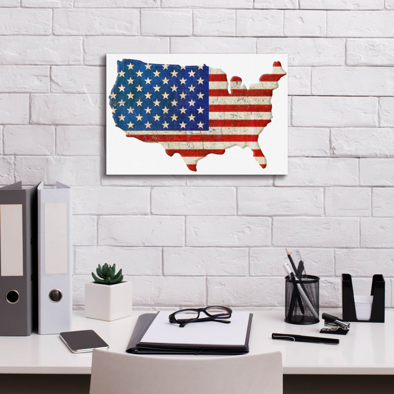 «American Cut Out» par Art Licensing Studio, art mural sur toile, H 12 po x l 18 po x P 0,75 po