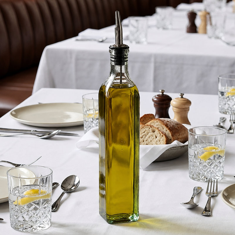 12,7 oz Bouteille rectangulaire en verre recyclé, Transparent