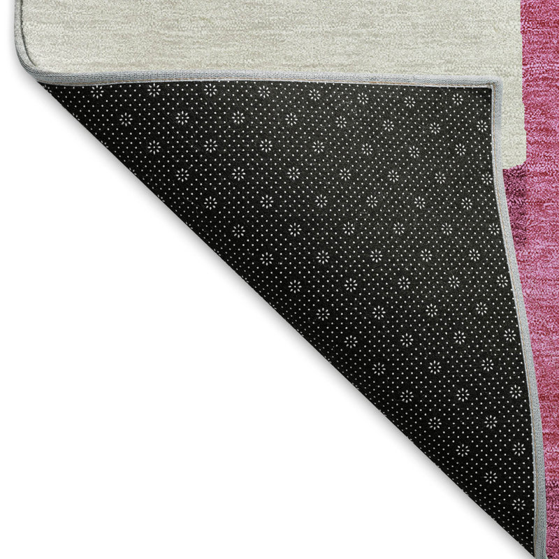 Premium Machine Washable Prisco Pink Rug, Rectangle 2'6" x 3'10"