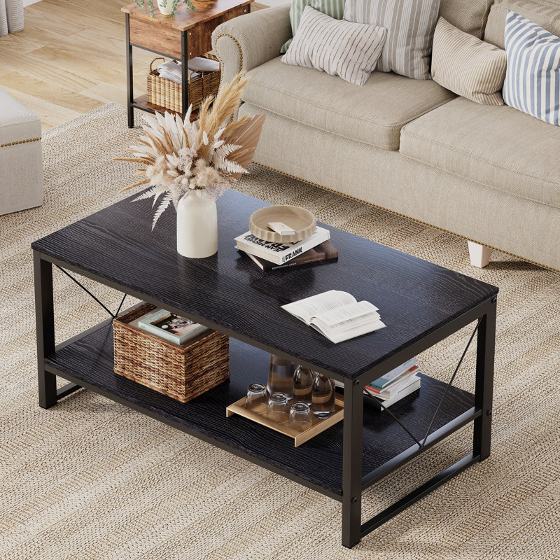 Table basse rectangulaire Vividwood, Noir, Noir