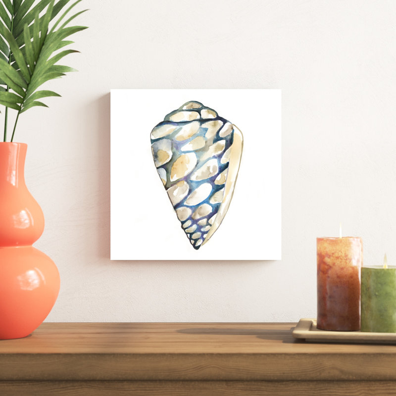 «Aquarelle Shells III», peinture sur toile, H 12 po x l 12 po, Toile tendue