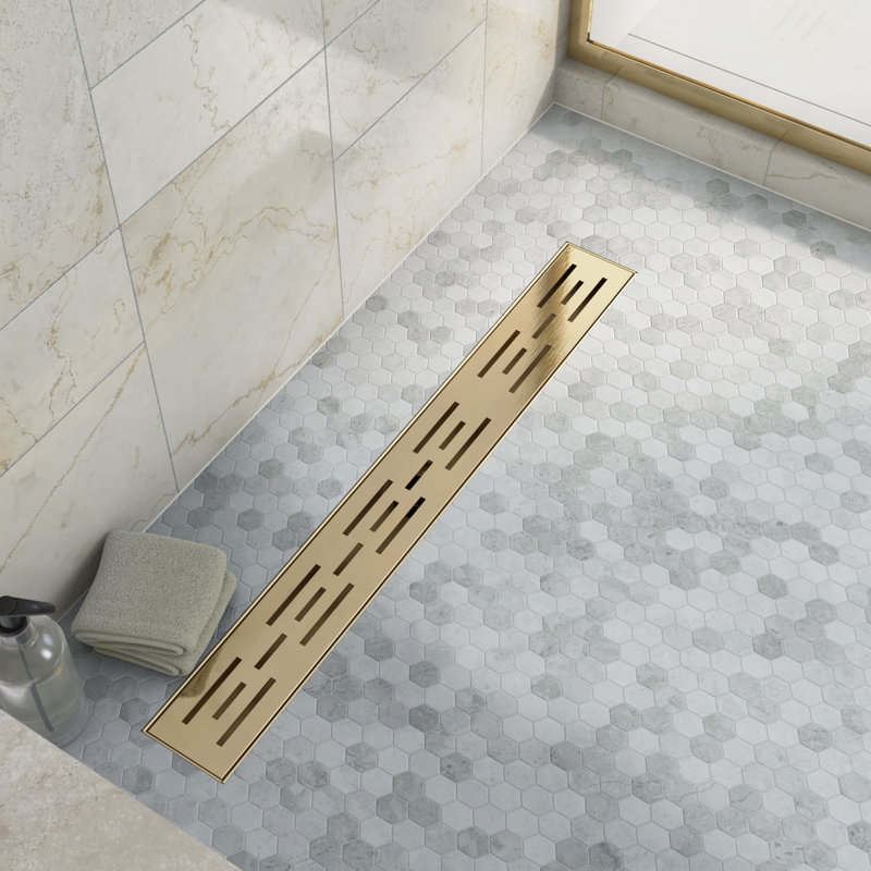 Dreamline Alliance 24 in. Linear Grate Shower Drain, Brushed Brass, Brushed Brass, 24"