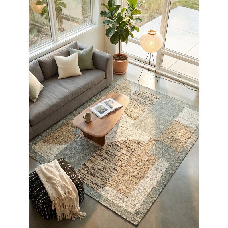 Pompano Hand Woven Wool/Jute Gray/Ivory/Beige Area Rug, 8'X10'