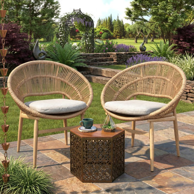Ensemble de 2 chaises de salle à manger d'extérieur de style Papasan