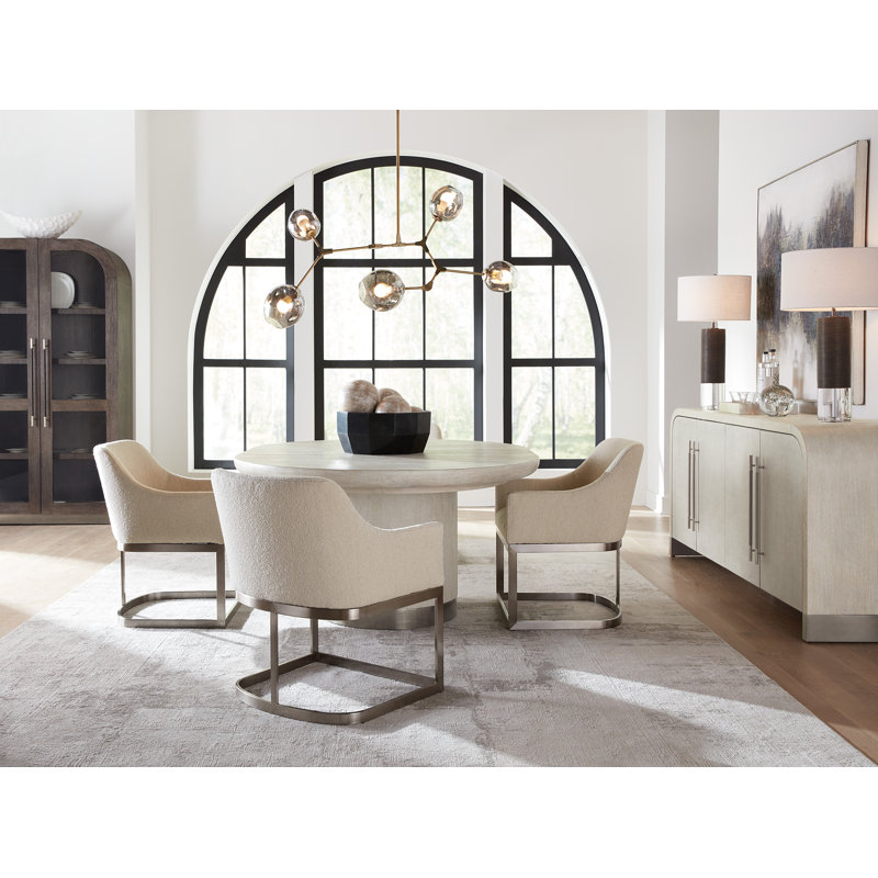 Modern Light Brown Oak Extendable Round Dining Table