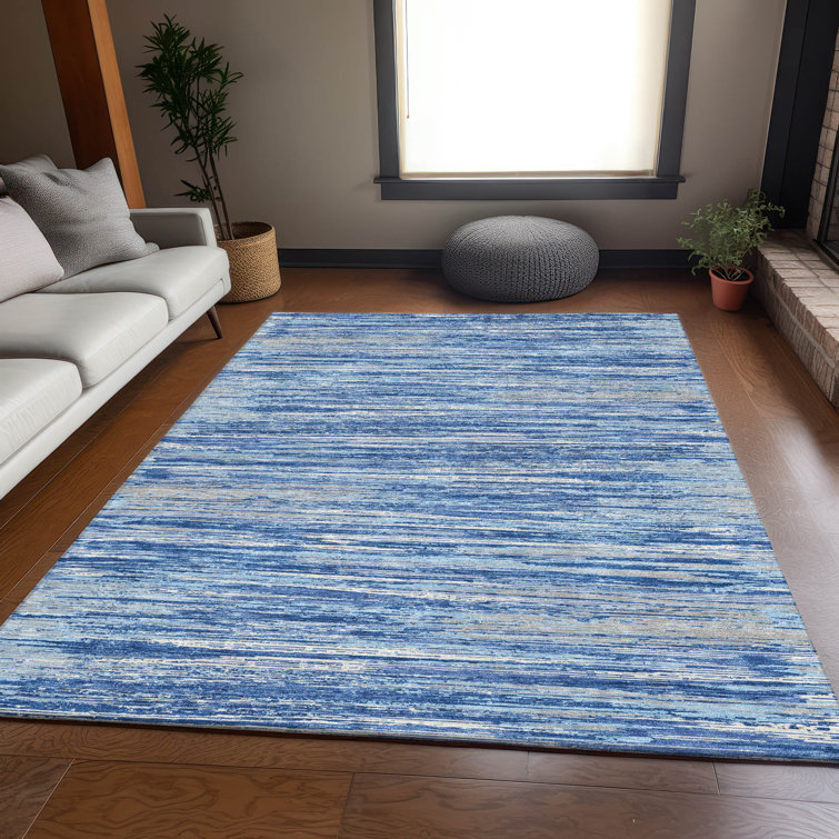 Premium Machine Washable Prisco Blue Rug