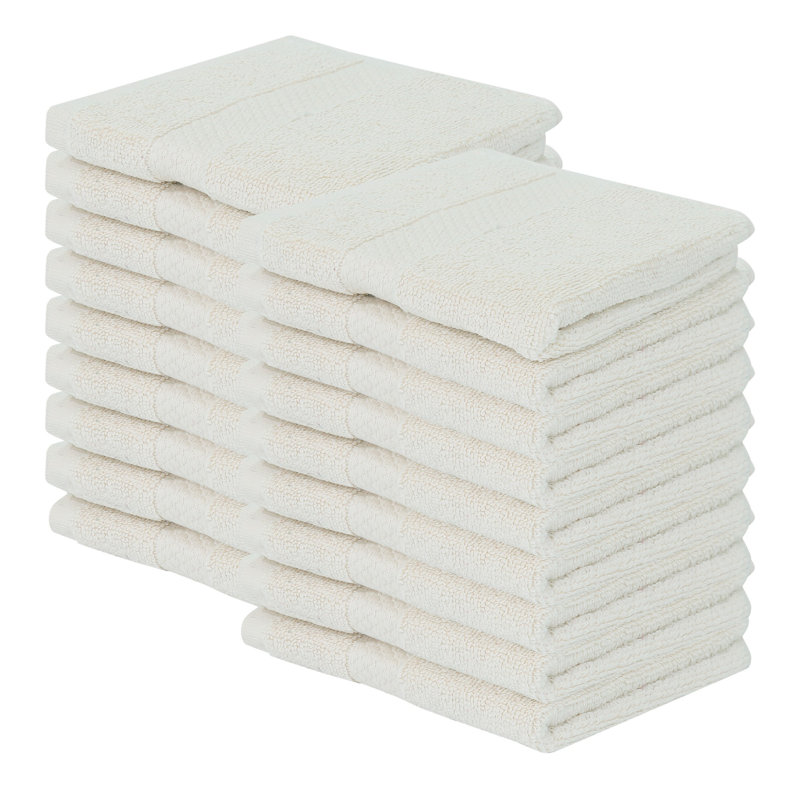 Splash 100% Cotton Zero Twist Washcloth Set, 550 GSM Soft Absorbent Cotton Washcloths & Face Towels for Bathroom, Spa & Daily Use, OEKO-TEX Certified, 18 Pack, ivory