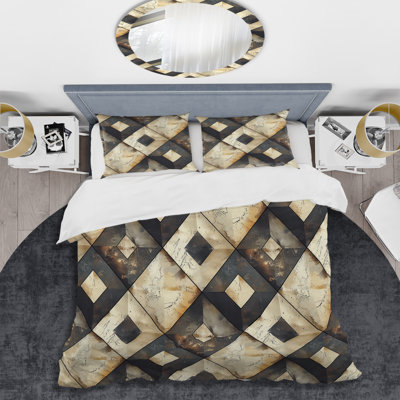 Brown Modern Rhombus Pattern II - Modern Duvet Cover Set