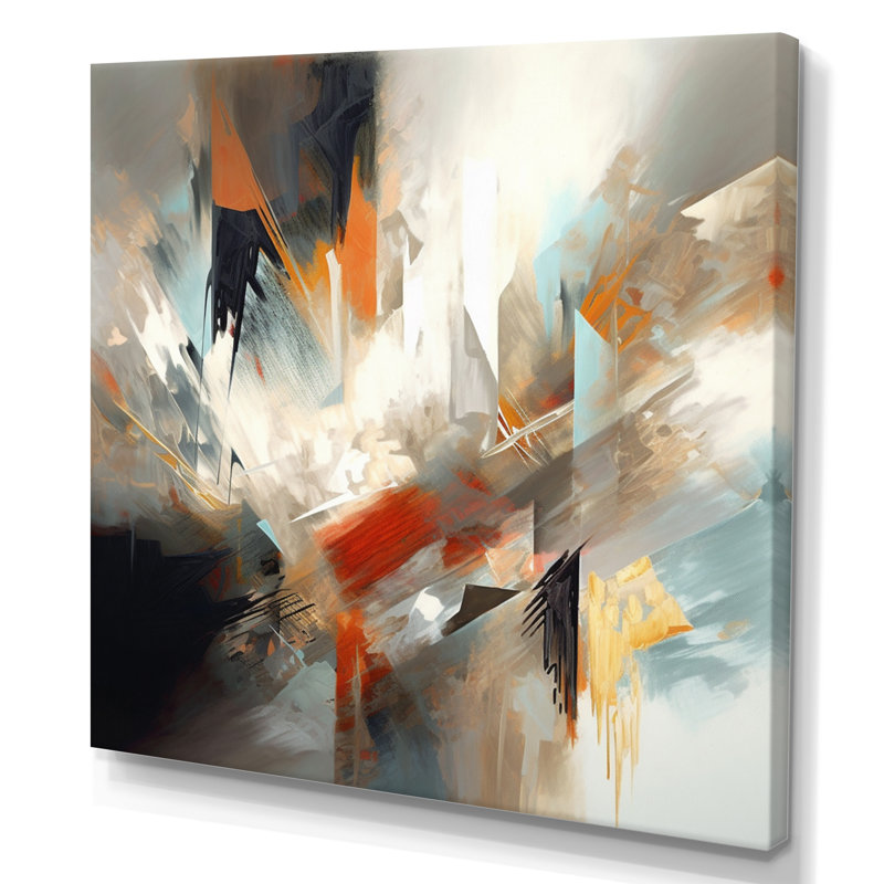 «Abstract Mixed Colors IV», art mural abstrait minimaliste, Toile tendue, 44" H x 44" W