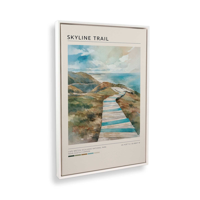 Impression sur toile, "Skyline Trail", Cadre flottant blanc opaque, 24 po x 36 po