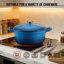 Cocotte en fonte émaillée Overmont, casserole robuste avec couvercle et deux poignées, pour braiser, ragoûts, rôtir et faire du pain-122513271