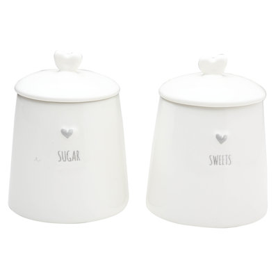 Porcelain China Coffee, Tea, & Sugar Jar Sets - Set of 2