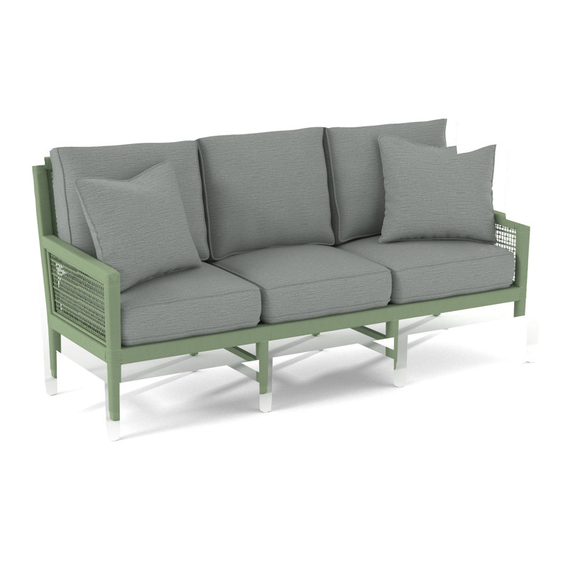 Pine Isle 76" Square Arm Sofa with Reversible Cushions, Navy, Glacier Blue Textured; 0805-54