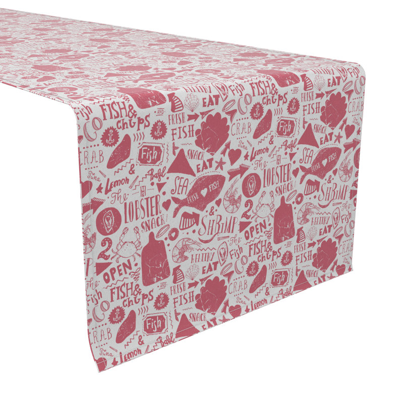Fabric Textile Products, Inc. Table Runner, 100% Cotton, 16X90", Seafood Market