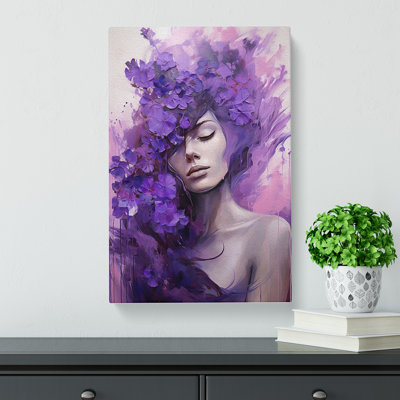 Lavender Flower Expressionism - Wrapped Canvas Print