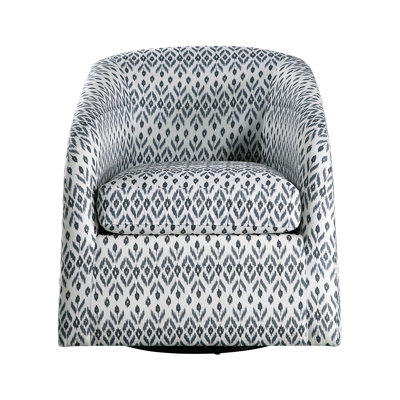 Élégant fauteuil de lecture pivotant, revêtement en tissu texturé, fabrication en bois massif et en contreplaqué, base en métal, rotation sur 360 °, fauteuil de 32,5 po x 32 po x 28,5 po pour espace de vie principal - revêtement multicolore