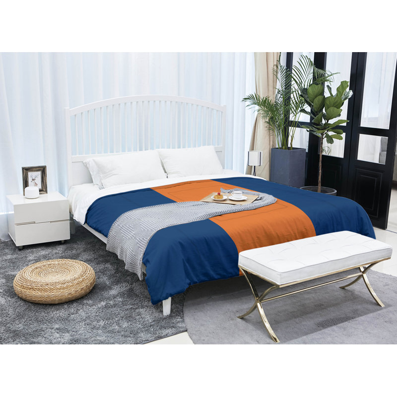 Édredon simple réversible Houston Baseball, Édredon simple TG, Bleu marine / orange / bleu marine