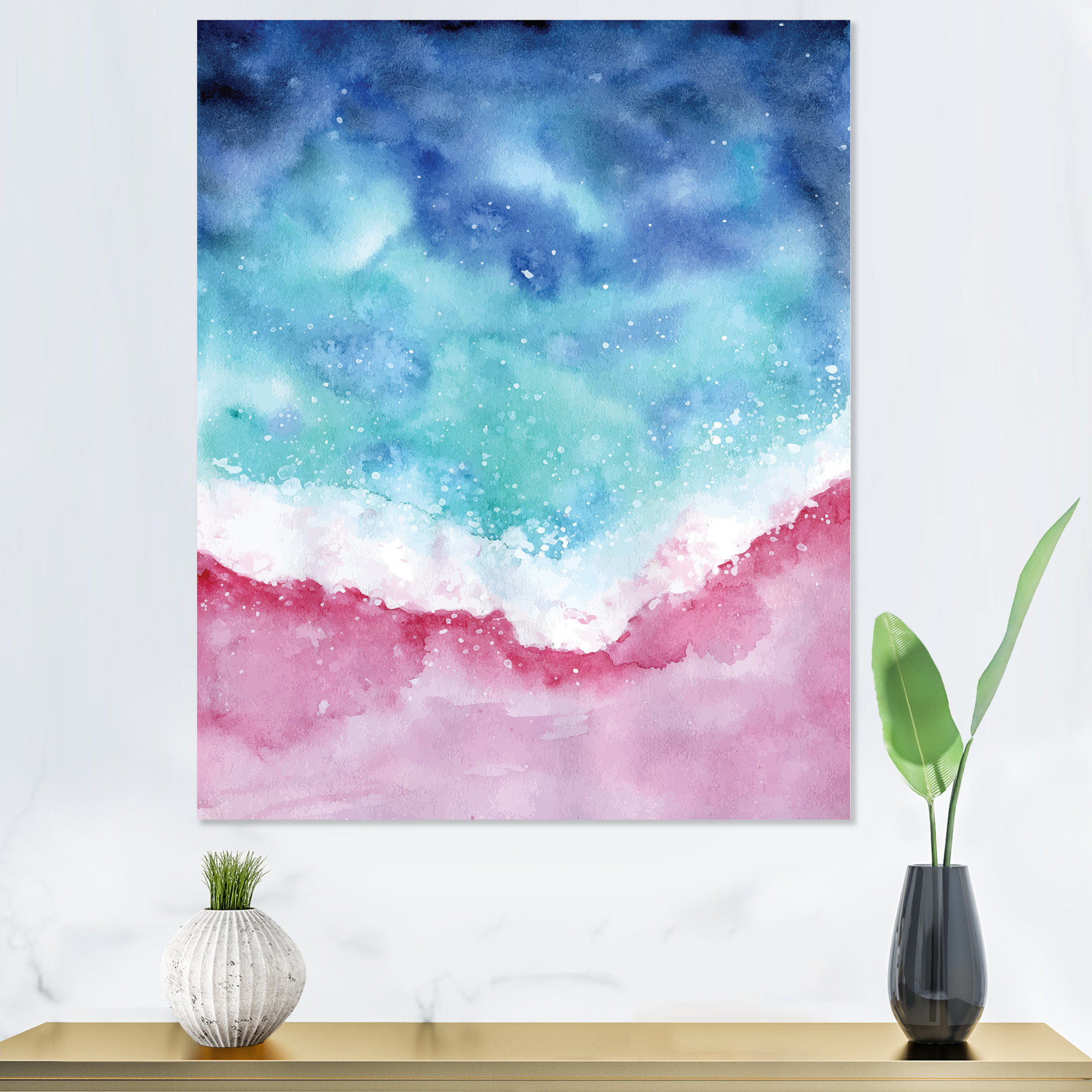 Wrought Studio Abstract Ocean Pink And Blue Waves " Abstract Ocean Pink ...