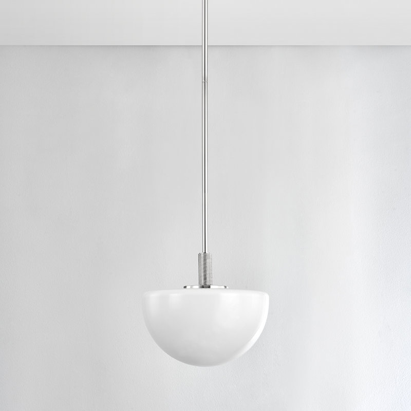 LETHBRIDGE 1 LIGHT PENDANT, 15" H x 11" W x 11" D, Polished Nickel