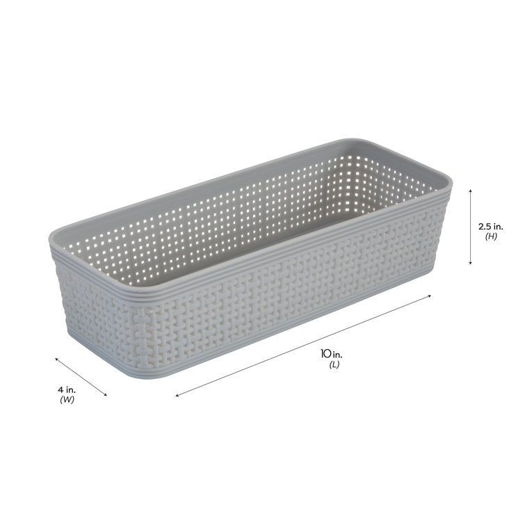 Simplify 10 Pack Plastic Organizing Storage Basket Set, Grey 