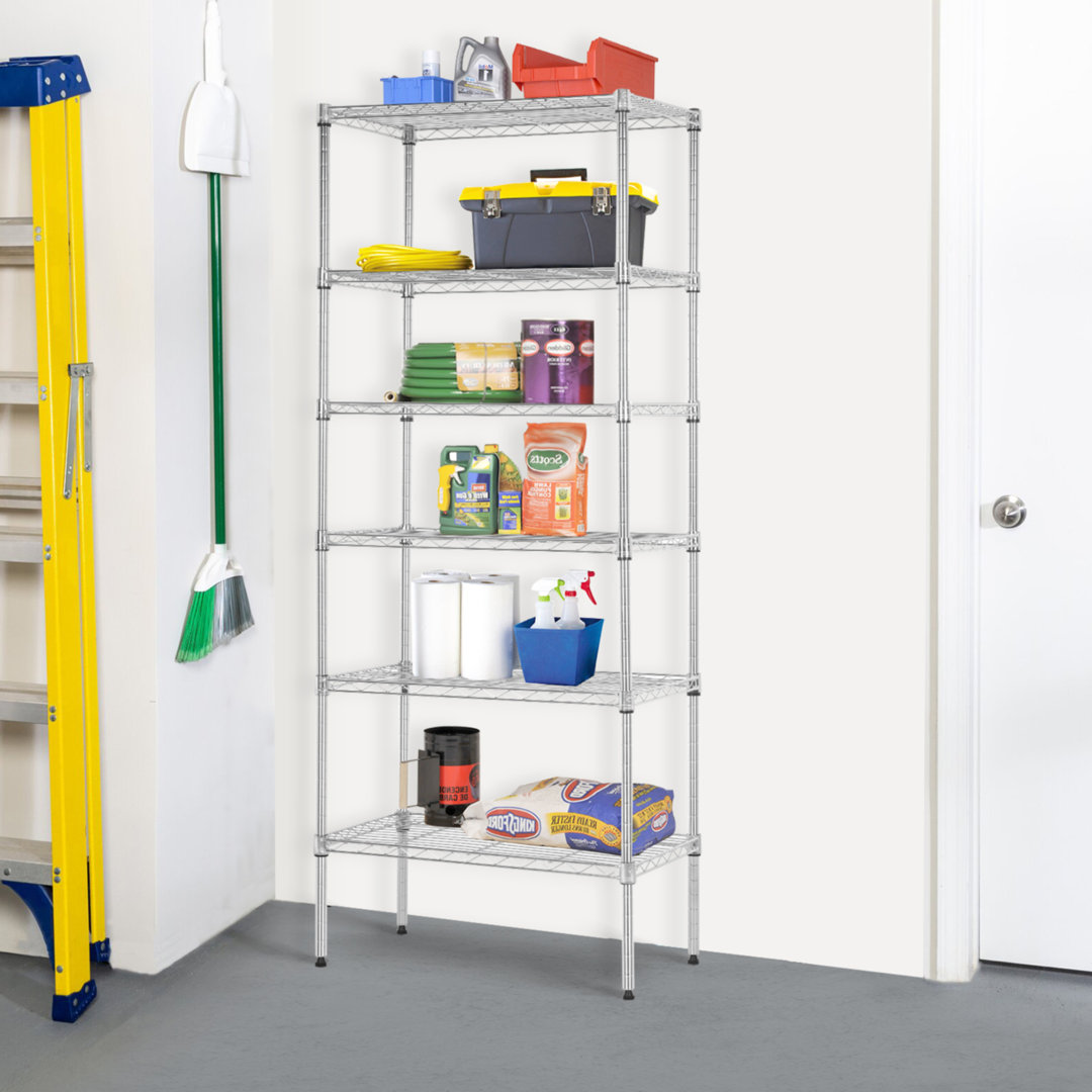 Metal Shelves Wire Shelf Rack, One 6-tier Shelf Or Two 3-tier Shelf Height -Adjustable WFX Utility™ 