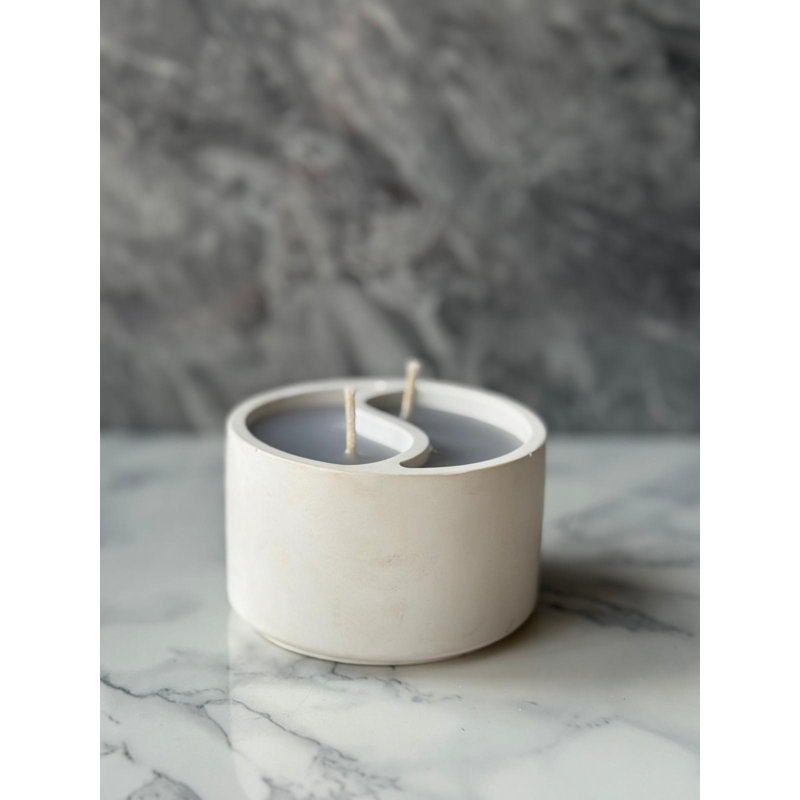 Elegant Concrete Candle Holder, 3.1 x 2.4 x 3.1 inches | 100% Concrete with Soya Wax Candle, Pink & White Design | Perfect for Home Decor, Gifts, and Relaxation | Durable & Stylish Accent Piece