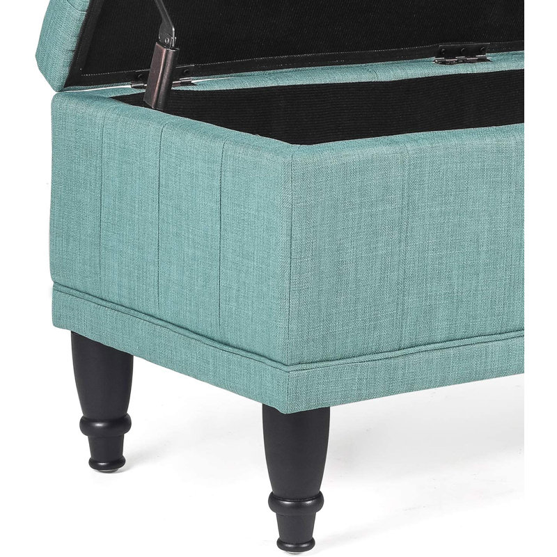 Repose-pieds avec rangement Noell, Mélange de polyester bleu sarcelle