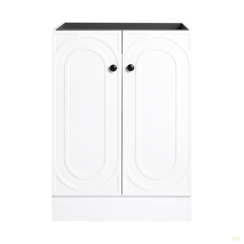 Meuble-lavabo autoportant 36 po et 2 portes d'armoire à fermeture en douceur (emballage KD) - sans le lavabo, Blanc, 36"