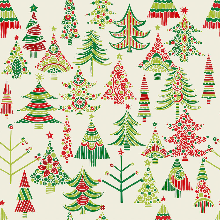 Arbre de fêtes, impression sur toile tendue, H 12 po x l 12 po x P 0,75 po, Toile tendue